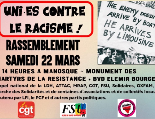 Rassemblement 22 mars : Uni.e.s contre le racisme